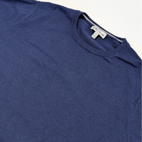 Peter Millar Crown Soft Crew Neck Sweater Mens Small Blue Silk Cotton Cashmere - Picture 1 of 11